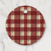 Elegant Burgundy Ivory Rust Red Plaid Pattern Geschenkanhänger (Rückseite)