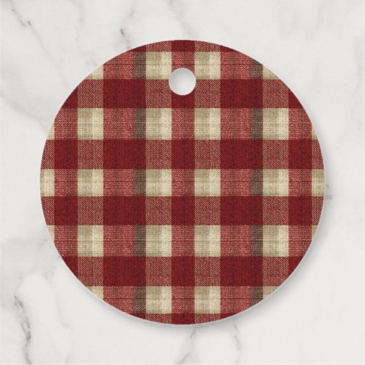 Elegant Burgundy Ivory Rust Red Plaid Pattern Geschenkanhänger (Rückseite)