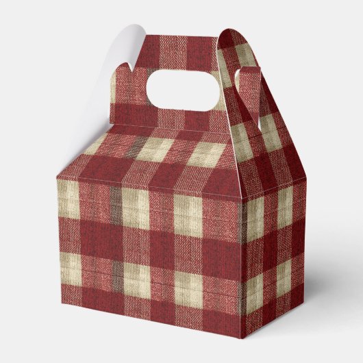 Elegant Burgundy Ivory Rust Red Plaid Pattern Geschenkschachtel (Rückseite)