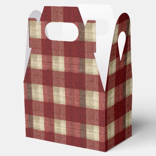 Elegant Burgundy Ivory Rust Red Plaid Pattern Geschenkschachtel (Geöffnet)