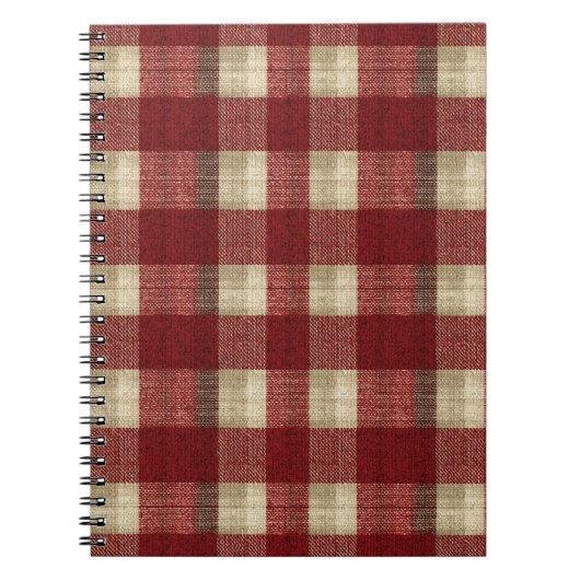 Elegant Burgundy Ivory Rust Red Plaid Pattern Notizblock (Vorderseite)