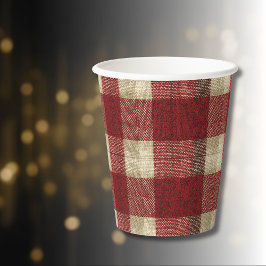 Elegant Burgundy Ivory Rust Red Plaid Pattern Pappbecher