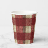 Elegant Burgundy Ivory Rust Red Plaid Pattern Pappbecher (Rückseite)