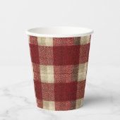 Elegant Burgundy Ivory Rust Red Plaid Pattern Pappbecher (Vorderseite)