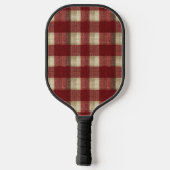 Elegant Burgundy Ivory Rust Red Plaid Pattern Pickleball Schläger (Rückseite)