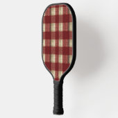 Elegant Burgundy Ivory Rust Red Plaid Pattern Pickleball Schläger (Links)
