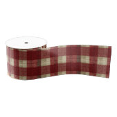 Elegant Burgundy Ivory Rust Red Plaid Pattern Ripsband (Spule)