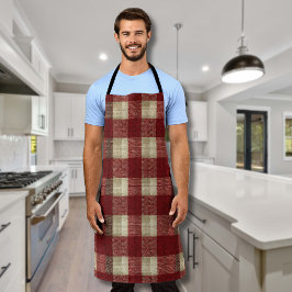 Elegant Burgundy Ivory Rust Red Plaid Pattern Schürze
