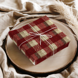Elegant Burgundy Ivory Rust Red Plaid Pattern Seidenpapier