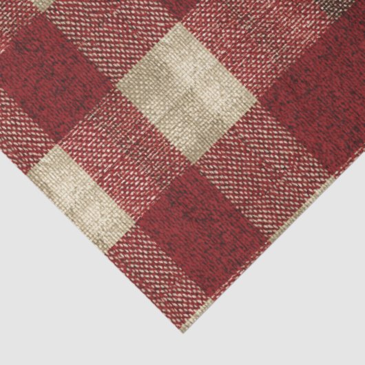 Elegant Burgundy Ivory Rust Red Plaid Pattern Seidenpapier (Detail)