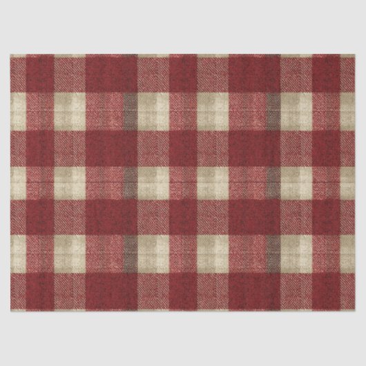 Elegant Burgundy Ivory Rust Red Plaid Pattern Seidenpapier (Vorderseite)