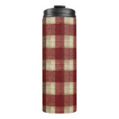 Elegant Burgundy Ivory Rust Red Plaid Pattern Thermosbecher (Vorderseite)
