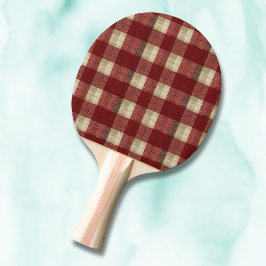 Elegant Burgundy Ivory Rust Red Plaid Pattern Tischtennis Schläger