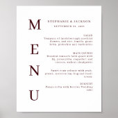 Elegant Burgundy & Ivory Wedding Bar Menu Poster (Vorne)