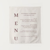 Elegant Burgundy & Ivory Wedding Bar Menu Wandteppich (Vorderseite)