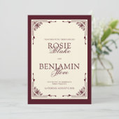 Elegant Burgundy & Ivory Wedding Invitation Einladung (Stehend Vorderseite)