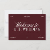 Elegant Burgundy & Ivory Wedding Welcome Card Einladung (Vorderseite)