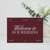 Elegant Burgundy & Ivory Wedding Welcome Card Einladung (Stehend Vorderseite)
