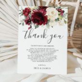 Elegant Burgundy Ivory White Floral Wedding Dankeskarte