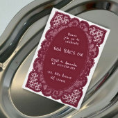 Elegant Burgundy Lace Trendy New Year’s Eve Party Folieneinladung