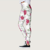 Elegant Burgundy & Lavender Floral Garden Pattern Leggings (Links)