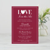 Elegant Burgundy Love Is in the Air Bridal Shower Einladung (Stehend Vorderseite)