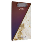 Elegant Burgundy Magenta Gold Fox Marbled 2023 Klemmbrett (Rechts)