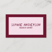 Elegant Burgundy Makeup Artist with QR Code Visitenkarte (Vorderseite)