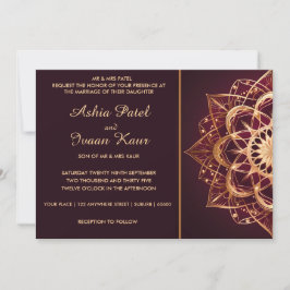 Elegant Burgundy Mandala Wedding Einladung