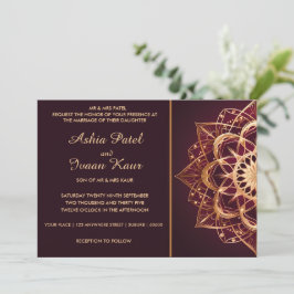 Elegant Burgundy Mandala Wedding Einladung