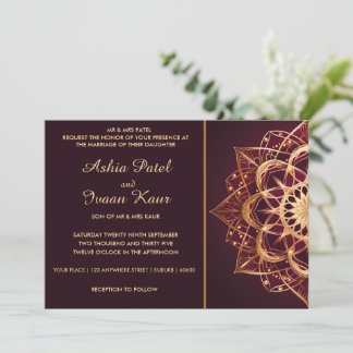 Elegant Burgundy Mandala Wedding Einladung