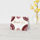 Elegant Burgundy Marble & Gold Agate Thank You  Karte (Gelbe Blume)