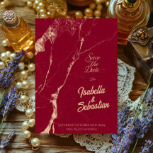 Elegant Burgundy Marble Save the Date Unkraut