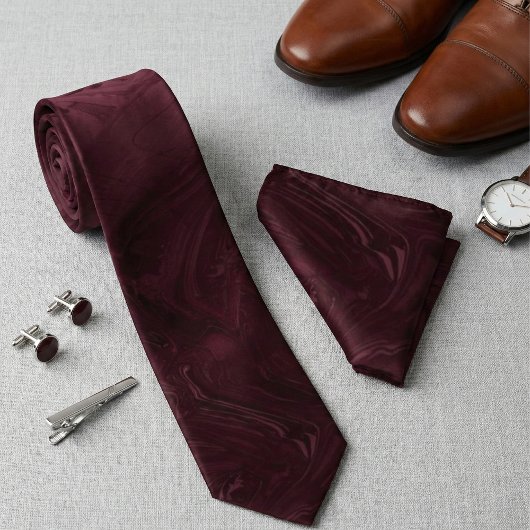 Elegant Burgundy Marble Swirl Pattern Krawatte