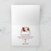 Elegant Burgundy Marsala Floral Wedding Vielen Dan Dankeskarte (Innenseite)