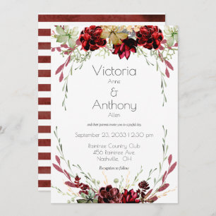 Elegant Burgundy Marsala Succulents Wedding Einladung