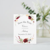 Elegant Burgundy Marsala Succulents Wedding Rett Save The Date (Stehend Vorderseite)