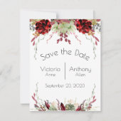 Elegant Burgundy Marsala Succulents Wedding Save The Date (Vorderseite)