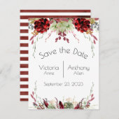 Elegant Burgundy Marsala Succulents Wedding Save The Date (Vorne/Hinten)