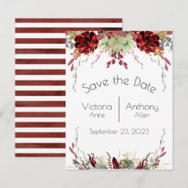 Elegant Burgundy Marsala Succulents Wedding Save The Date