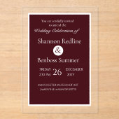 Elegant Burgundy Minimalist Acryleinladungen (Vorderseite)