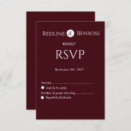 Elegant Burgundy Minimalist Wedding RSVP Karte