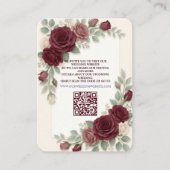 Elegant Burgundy  Modern QR Code Wedding Begleitkarte (Vorderseite)