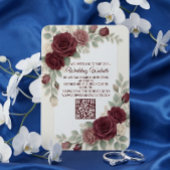 Elegant Burgundy  Modern QR Code Wedding Begleitkarte