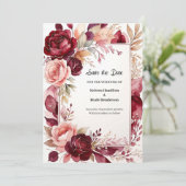 Elegant Burgundy Modern Save The Date (Stehend Vorderseite)