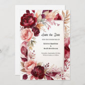 Elegant Burgundy Modern Save The Date (Vorne/Hinten)