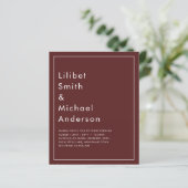 Elegant Burgundy Monochrome Wedding Simple Classic (Stehend Vorderseite)
