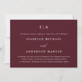 Elegant Burgundy Monogram Foto Wedding Einladung (Vorderseite)