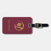 Elegant Burgundy Monogram Gepäckanhänger (Vorderseite horizontal)