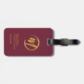 Elegant Burgundy Monogram Gepäckanhänger (Rückseite horizontal)